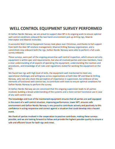 control equipment survey