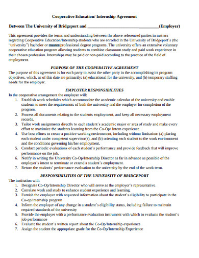 cooperative education internship agreement