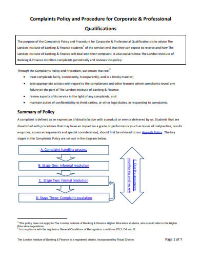 corporate charity complaints procedure policy template