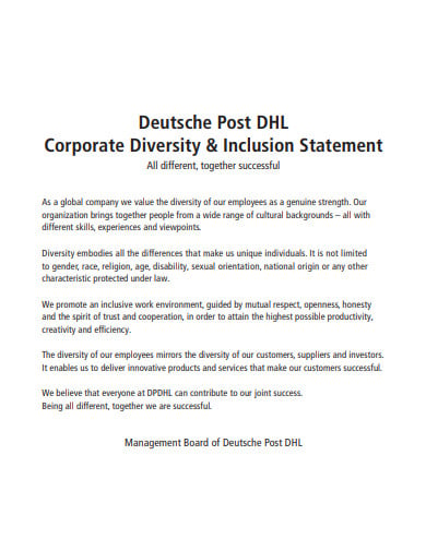 corporate diversity and inclusion statement