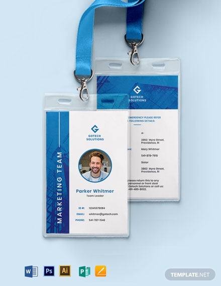 corporate id card format