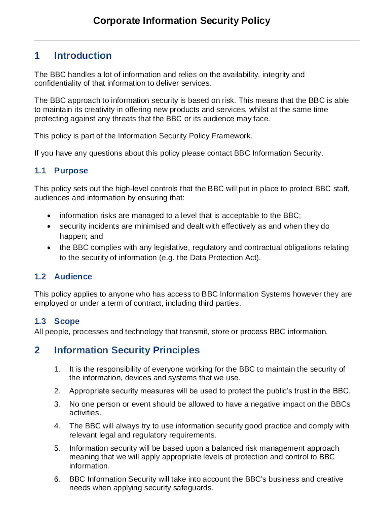 10+ Corporate Security Policy Templates in PDF | Word ...