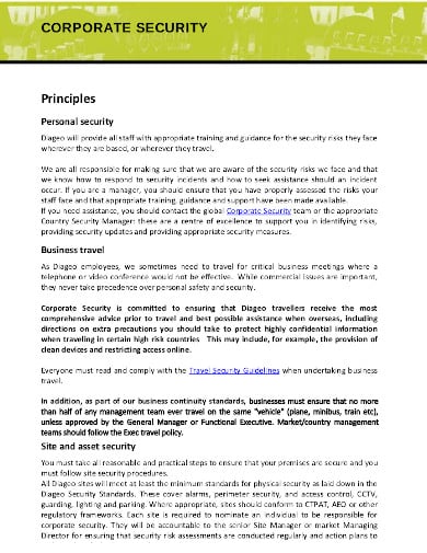 corporate security global policy template