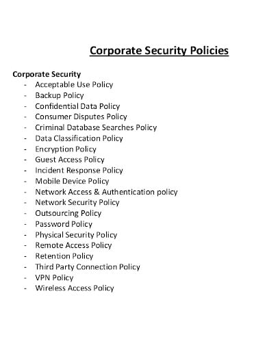 corporate security policies