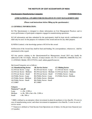 cost accounting questionnaire in pdf