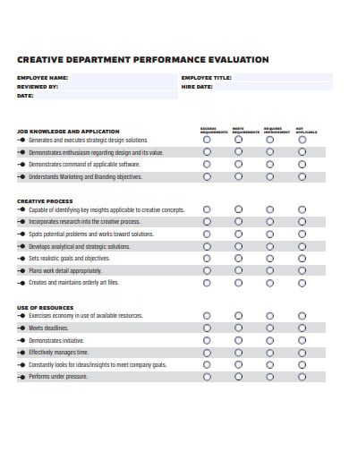 creative-department-performance-evaluation-form-template
