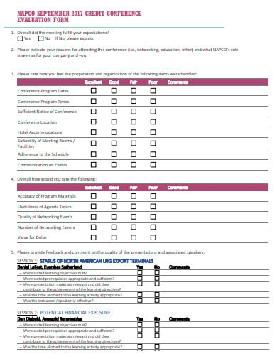 credit conference evaluation form template
