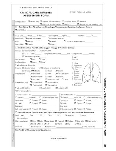critical care nursing assessment form
