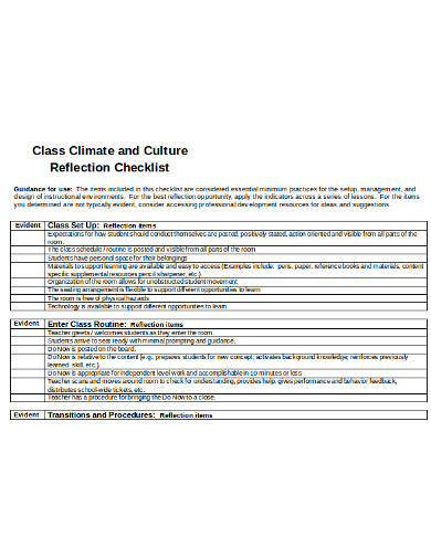 culture climate school checklist
