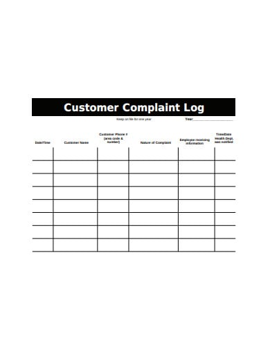 customer complaint log template
