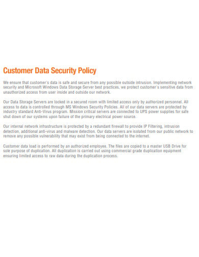customer data security policy template