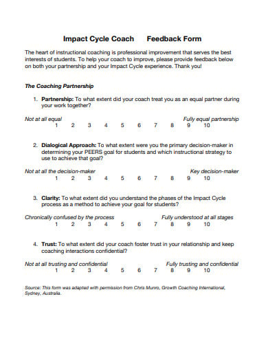 cycle couch feedback form template