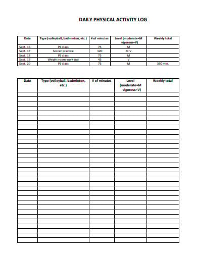 10-free-physical-activity-log-templates-in-pdf-xls