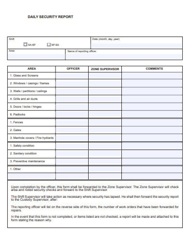 daily security report template