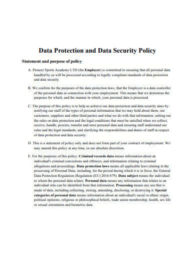 data protection and security policy template