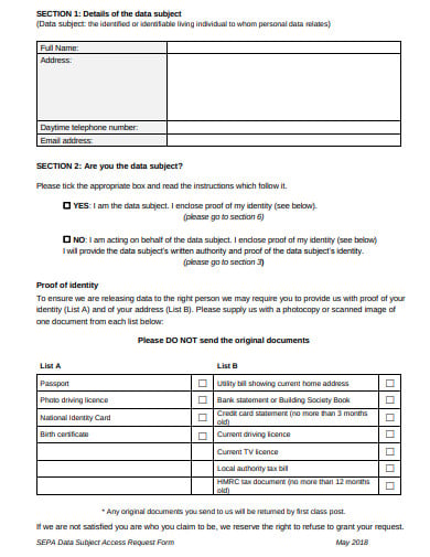 Free 10 Data Access Request Form Templates In Pdf Ms Word 5549