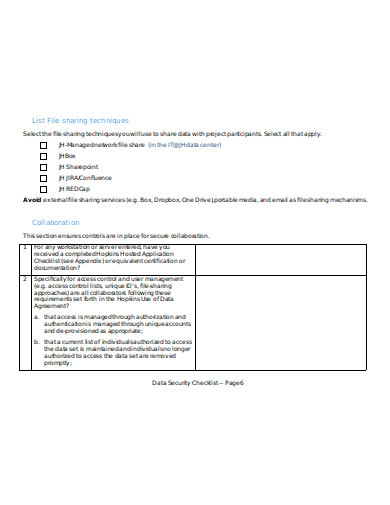 database security checklist template in doc