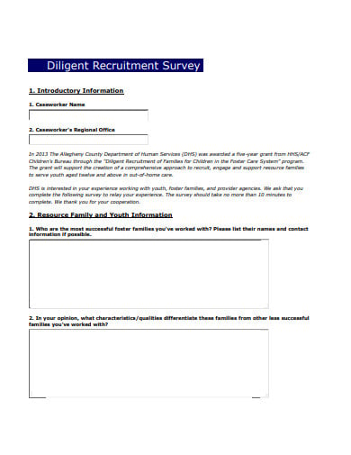 deligent recruitment survey template