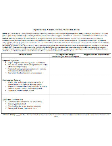 department-course-evaluation-form-template