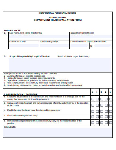 department-head-confidential-evaluation-form-template