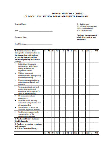 department-of-nursing-clinical-evaluation-form-template