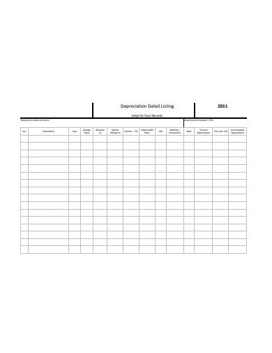depreciation-detail-listing-worksheet-template