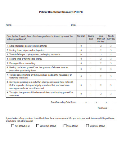 11+ Patient Health Questionnaire Templates in PDF | Microsoft Word