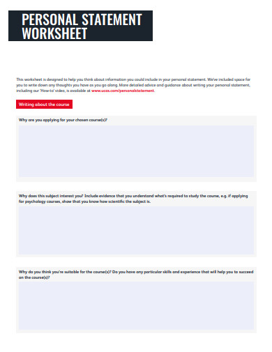 18 Personal Statement Worksheet Templates In PDF DOC