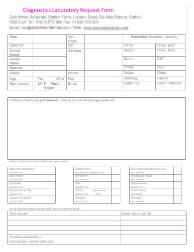 diagnostics laboratory request form template