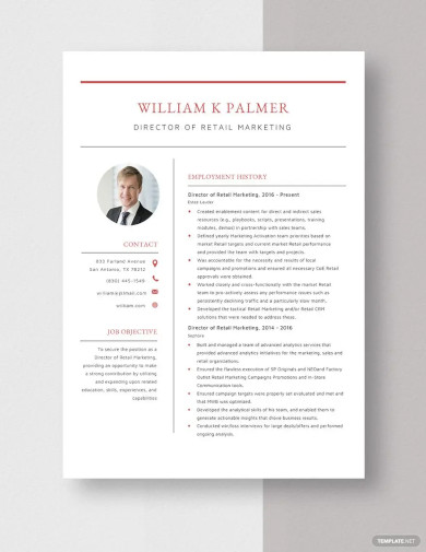 director of retail marketing resume template