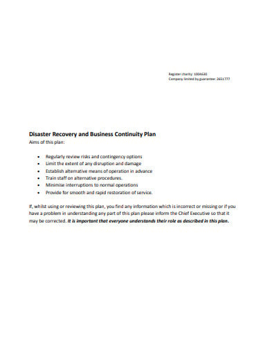 disaster recovery and business continuity plan
