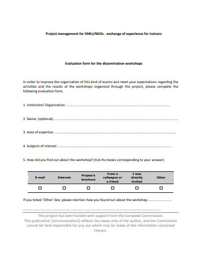 dissemination workshop evaluation form