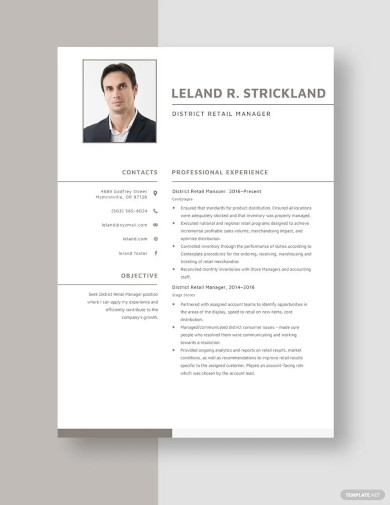 district retail manager resume template