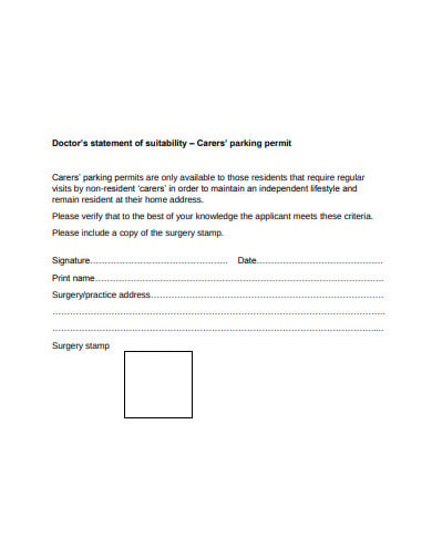 doctors statement of suitability template