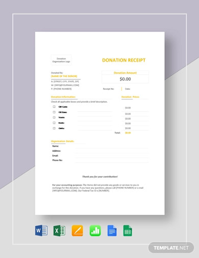 donation receipt template