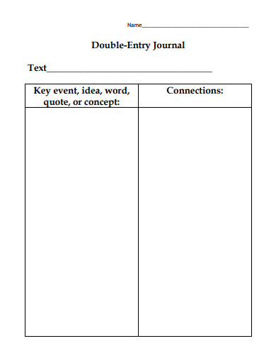 double entry journal template