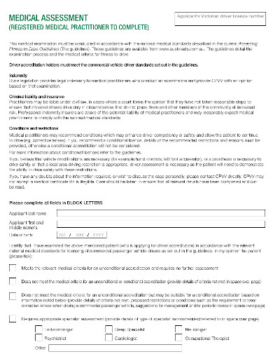 driver medical assessment form in pdf
