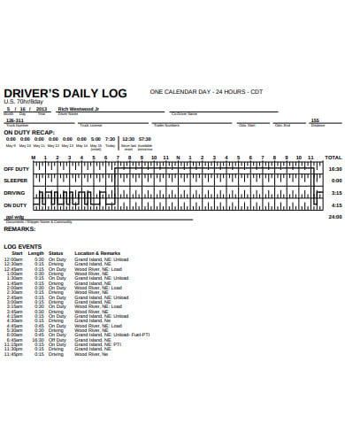 drivers daily log template