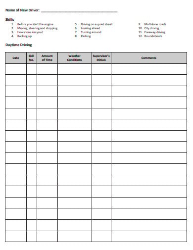 6+ Driving Daily Log Templates in PDF