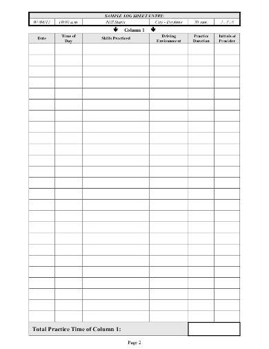 8 Practice Driving Log Templates In PDF