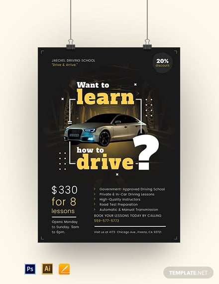 driving school poster template
