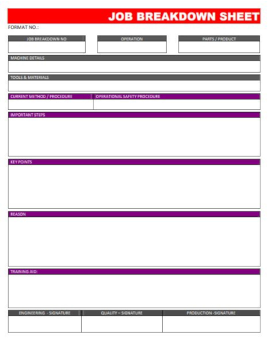 10+ Job Breakdown Sheet Templates - PDF