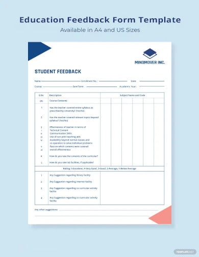 education feedback form template