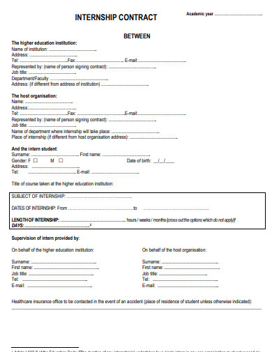 10+ Internship Contract Templates in PDF | DOC