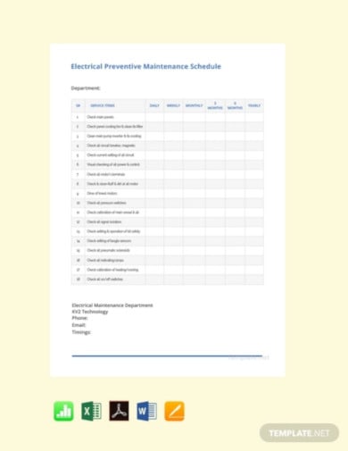 electrical preventive maintenance schedule template