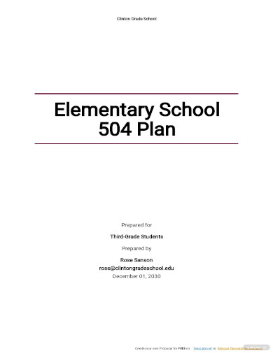 11+ School 504 Plan Templates in PDF | DOC