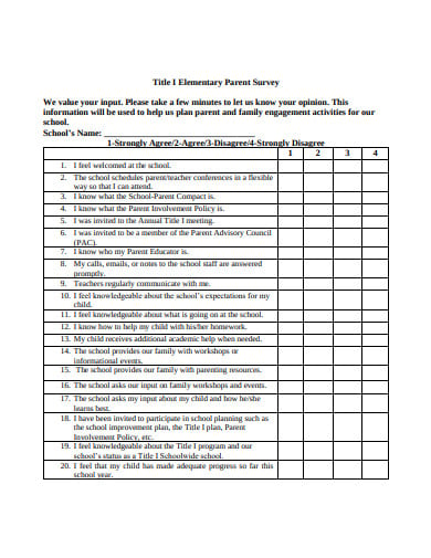 parent homework survey questions