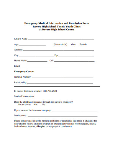 12+ Emergency Medical Information Form Templates in PDF | DOC