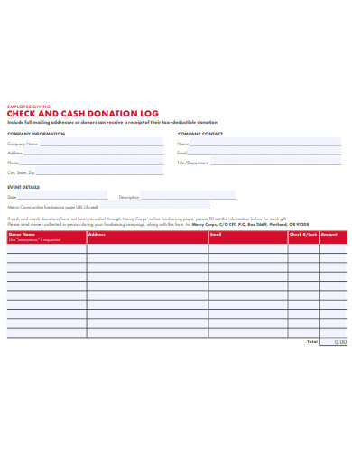 employee-cash-donation-log-template