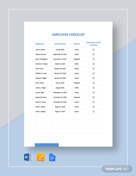 Employee Checklist Template - 23+ Word, PDF Documents Download